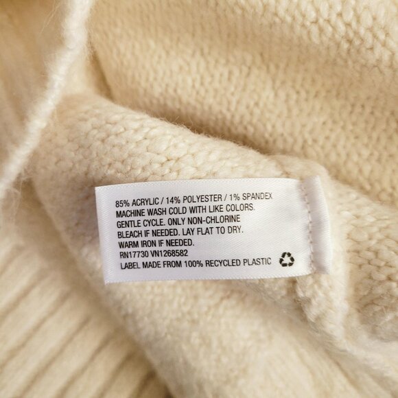 Wild Fable Sweater Womens Large Cream Ruffle Front Cropped Pullover Cozy Soft - Picture 8 of 8